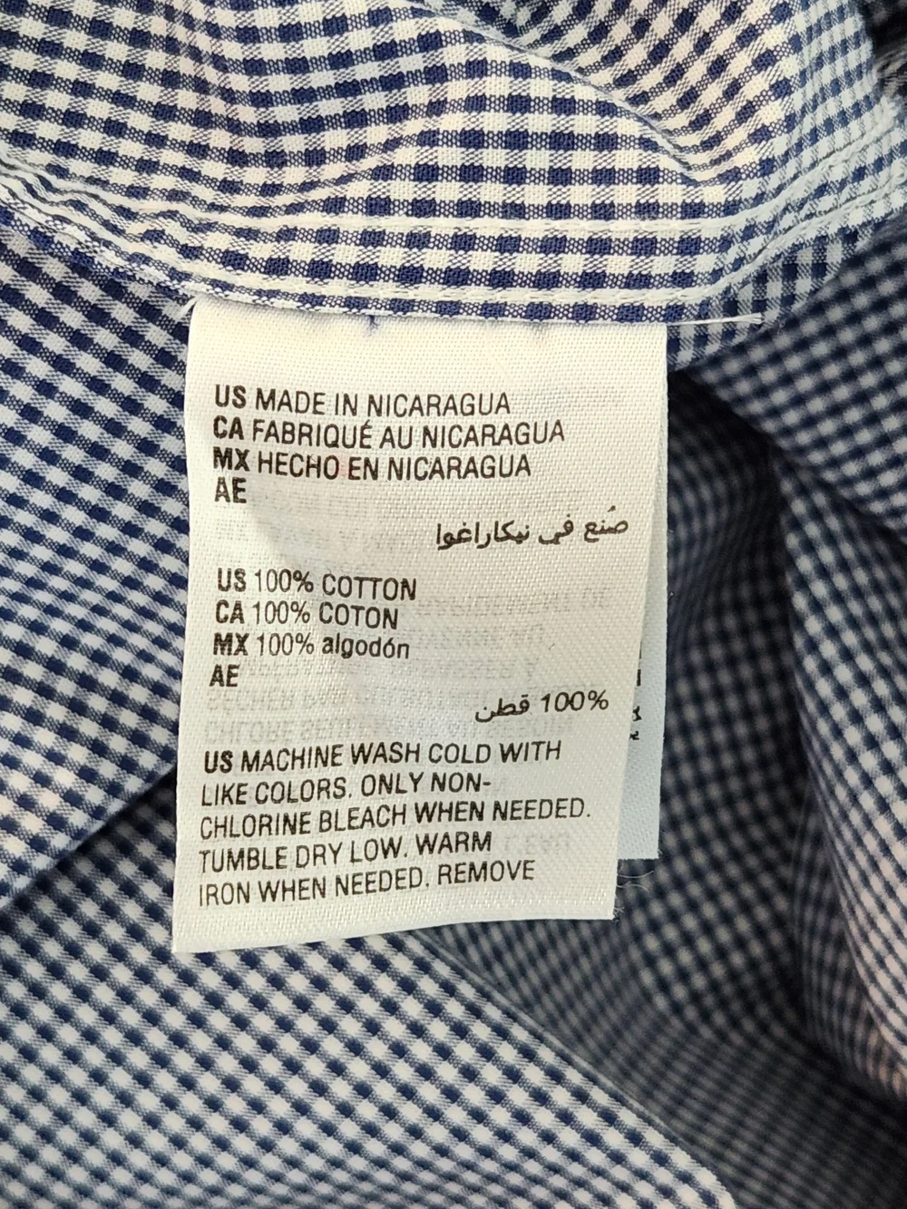 Club Room Navy and White Gingham Check Dress Shirt Size 17 34/35